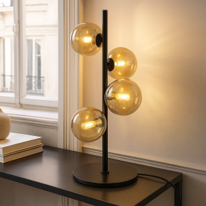 Design table lamp amber, Remo, with switch