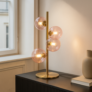Design table lamp pink, Remo, with switch