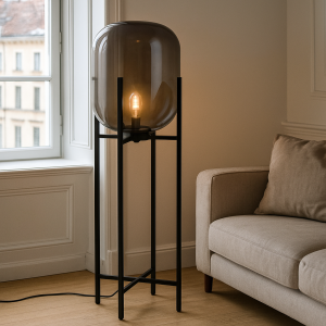 Retro floor lamp grey, Roxy, with switch
