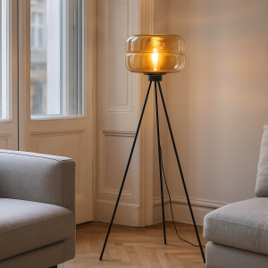 Retro floor lamp amber, Sean, with switch