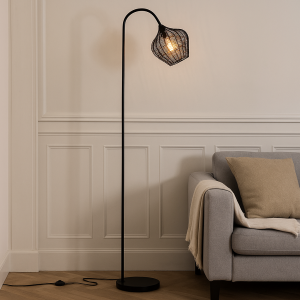 Industrial floor lamp black, Pepita, with switch