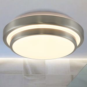 Modern bathroom ceiling light nickel, Jaro, 12W, 3000K LED, IP44