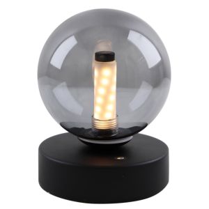 Modern rechargeable table lamp black, Theo, 2W, 3000K LED, IP44, 3-step dimmable