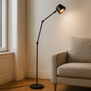 Modern floor lamp black, Rinke, with switch