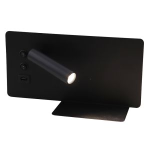 Modern wall light black, Stanley, 10W, 4000K LED, with switch