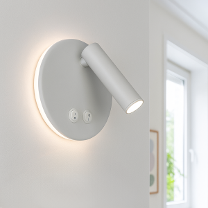 Modern wall light white, Robbie, 10W, 4000K LED, with switch