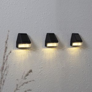 3-pack solar wall lights Ammar, black, with twilight sensor