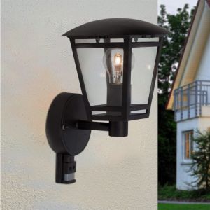 Modern outdoor wall light with motion sensor black, Jedidjah, IP44