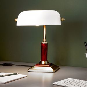 Wood desk lamp brown, Koosje, with switch