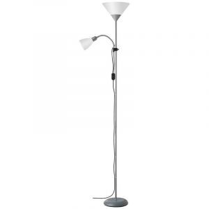 Aluminium reading floor lamp silver, Josephina, with switch