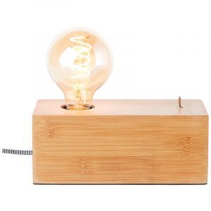 Wood table lamp brown, Jacobine, with switch