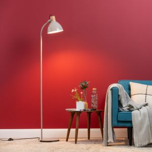 Rustic floor lamp taupe, Thalina, with switch