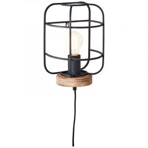 Wood wall light black, Taede, with switch