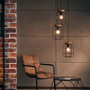 Wood dining table hanging lamp black, Taede