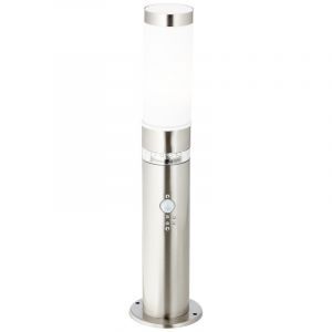 Plastic outdoor floor lamp with dusk to dawn sensor chrome, Sage, 2W, 3000K LED, IP44