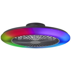 Modern ceiling fan black, Sofieke, 48W, RGBW LED, with remote control