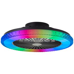 Modern ceiling fan black, Baki, 40W, RGBW LED, with remote control
