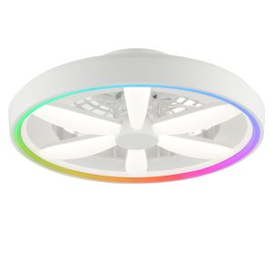 Plastic ceiling fan white, Roos, 48W, RGBW LED, with remote control