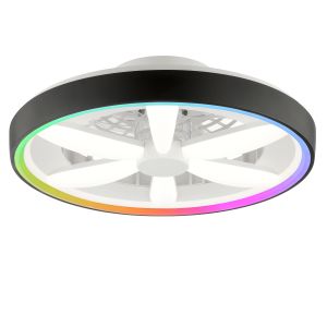 Plastic ceiling fan black, Roos, 48W, RGBW LED, with remote control