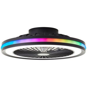 Modern ceiling fan black, Stefanus, 40W, RGBW LED, with remote control
