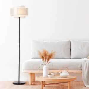 Rustic floor lamp beige, Gerbert, with switch