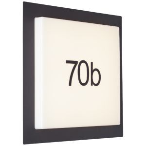 Aluminium illuminated house number black, Nurcan, 15W, 3000K LED, IP44