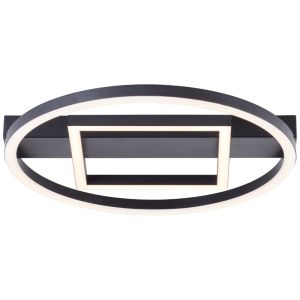 Design flush ceiling light black, Konrad, 20W, 3000K LED