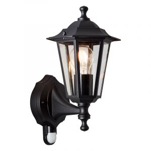 Classic outdoor wall light with motion sensor black, Rayn, IP44