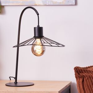 Retro table lamp black, Famke, with switch