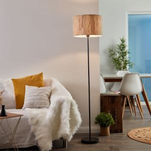Rustic floor lamp beige, Wenda, with switch