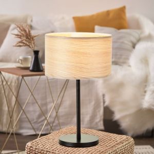 Wood table lamp beige, Enna, with switch