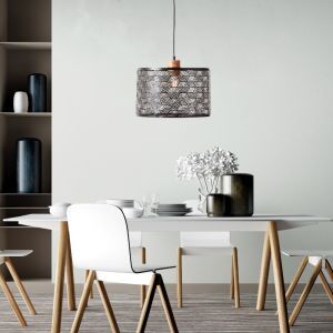 Wood dining table hanging lamp black, Sherona