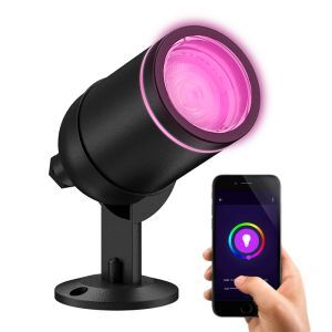 Black smart outdoor light aluminium, Halo, 4W, RGBW LED, IP54