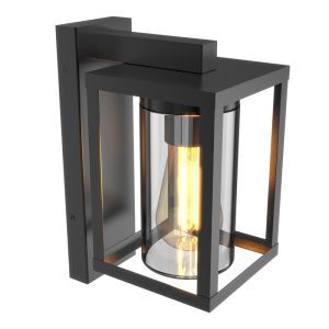 Black outdoor wall light with dusk to dawn sensor aluminium, Lugco, IP44