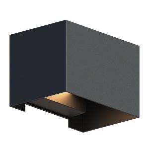 Black up down wall light aluminium, Dion, 7W, 3000K LED, IP54