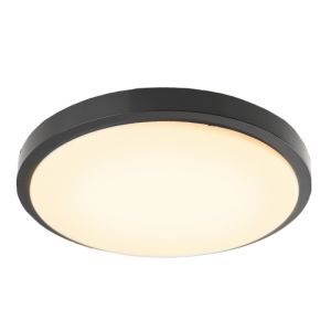 Black modern flush ceiling light plastic, Kos, 16W, 3000K LED