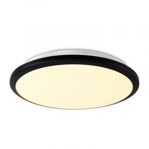 Black modern flush ceiling light plastic, Joachim, 24W, 3000K LED