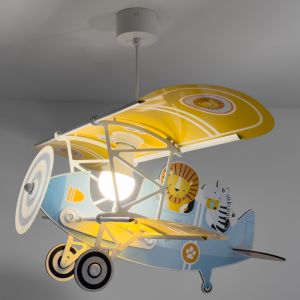 Blue children's pendant light plastic, Lion plane