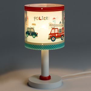 Blue kid's table lamp plastic, Police, with switch