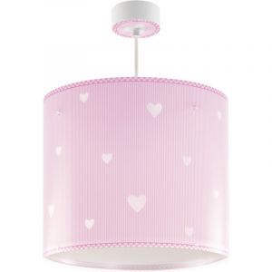Pink kids pendant light plastic, Hearts