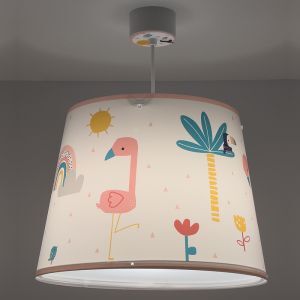 Pink kids pendant light plastic, Flamingo