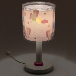 Pink children's table lamp plastic, Unicorn