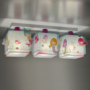Pink children's ceiling light plastic, Mermaid