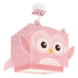 Pink children's pendant light plastic, Owls