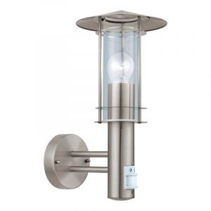 Silver modern outdoor wall light with motion sensor stainless steel, Arabella, IP44