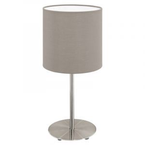 Taupe modern table lamp fabric, Abano, with switch
