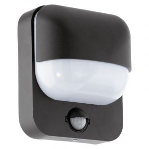 Black outdoor wall light with dusk to dawn sensor plastic, Aartie, IP44