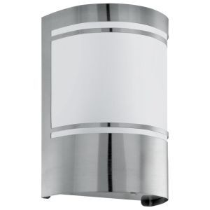 Silver outdoor wall light with dusk to dawn sensor glass, Aartje, IP44