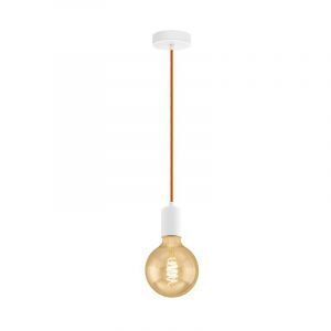 White vintage pendant light metal, Christel