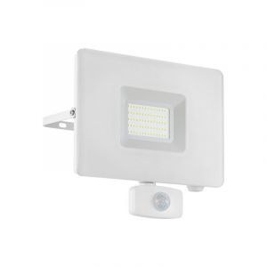 White outdoor wall light with motion sensor aluminium, Joey, IP44
